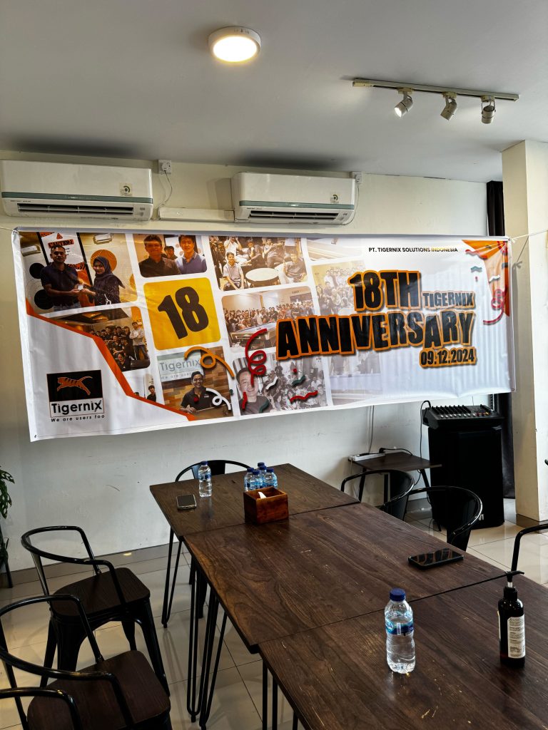 Tigernix 18th Anniversary Banner Welcoming the Team to The Party